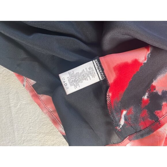 Susan Graver Size M Lined Maxi Dress Black Pink Abstract Floral Empire Waistband - Picture 12 of 14